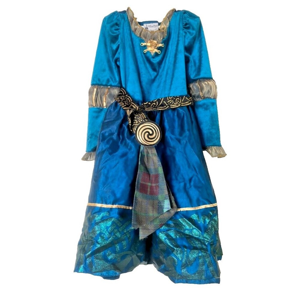 Disney Parks Brave Merida Costume Turquoise and Gold Dress Size Small (4-6) Play